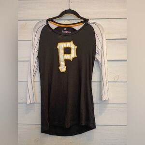 Fanatics Black and White Pirates Tee with Yellow Accents